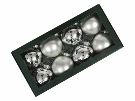 Kerstballen Glas Zilver combi 8 cm Set van 8