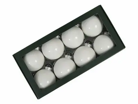 Kerstballen Glas Wit Opaal 8 cm Set van 8
