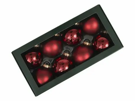 Kerstballen Glas DonkerRood Combi mat glans 8 cm Set van 8
