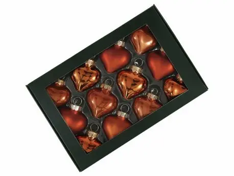 Harten hangers glas Mandarin combi Mat/Glans 40 mm doos 12 stuks