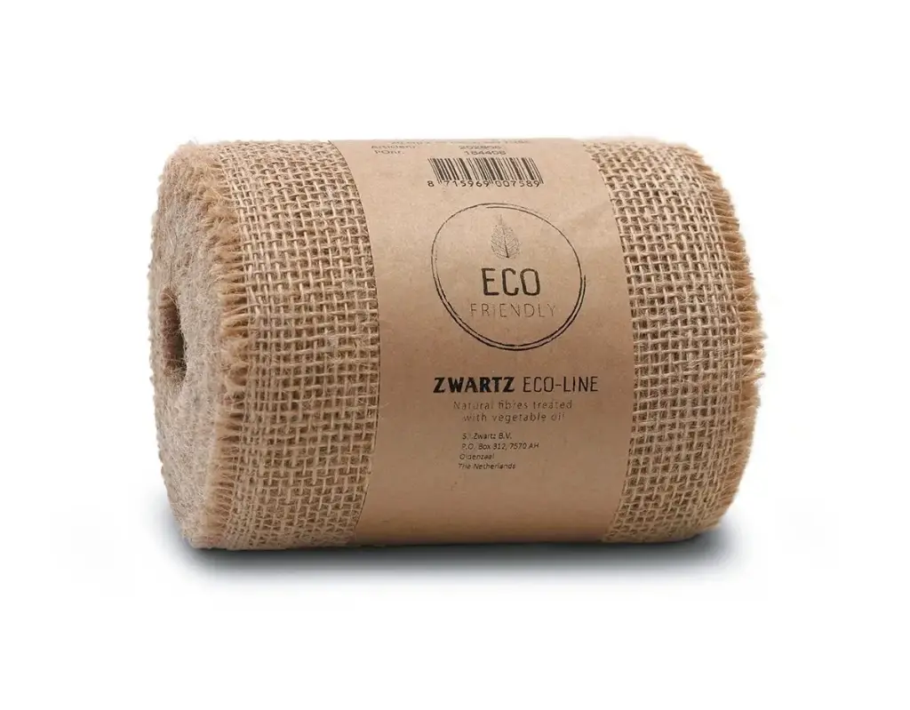 Jute band Naturel Soft open structuur 15 cm rol 10 meter kleinverpakking