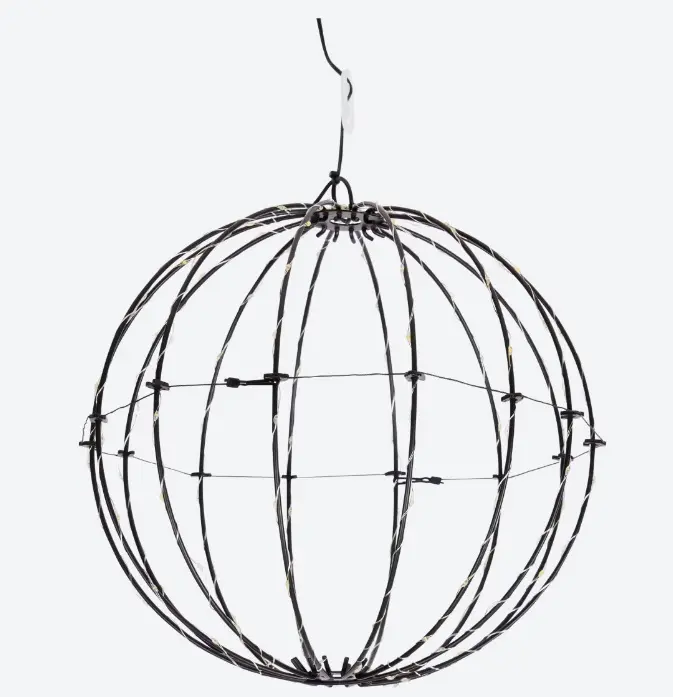 Twinkle Bol Metalen Frame Bal Globe met 140 Led Timer Zwart draadbal 30 cm 