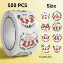 Sluitstickers Kerstetiketten Merry Christmas kerstsokken rond etiket 2,5 cm rol 500 labels