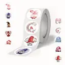 Sluitstickers Kerstetiketten Gnome Love Edition rond etiket 2,5 cm rol 500 labels  