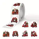 Sluitstickers kerstetiketten Kerststickers Rode Truck & Kabouters rond etiket 2,5 cm rol 500 labels 