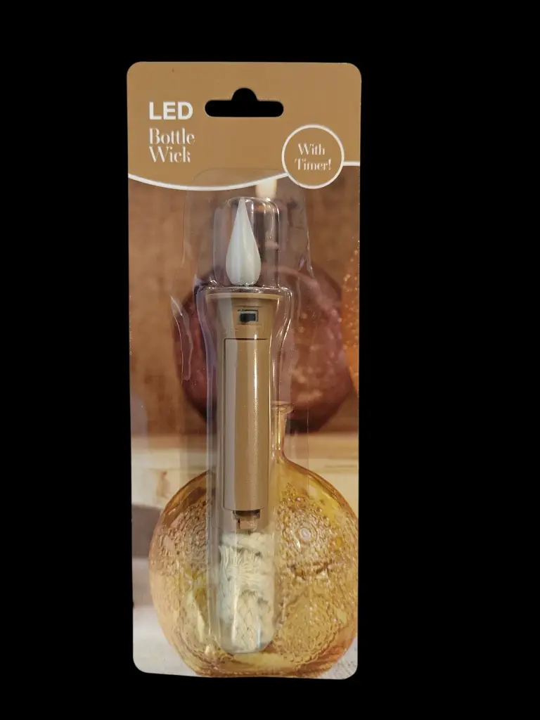 LED Flessenlont Warmbruin moving flame met semi-timer
