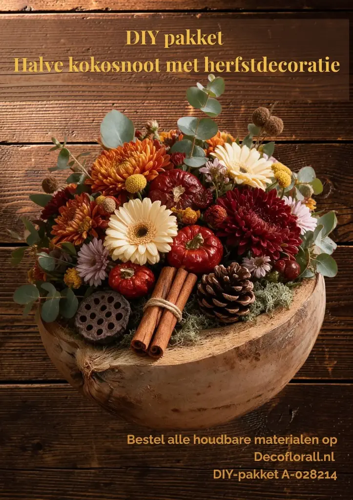DIY Halve kokosnoot met herfstdeco Stel zelf je pakket samen 