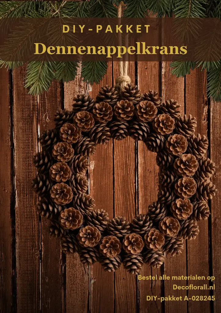 DIY pakket Dennenappelkrans op metalen frame Stel zelf je pakket samen