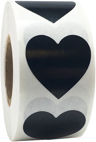 [A-024038] Sluitstickers Zwart hartvormig Blanco labels 2,5 cm 500 stuks