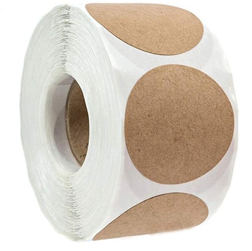 [A-024040] Sluitstickers Kraftkleurig Blanco labels 2,5 cm 500 stuks