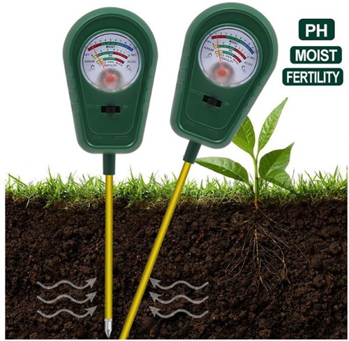 [A-023912] PH waarde, vocht en bemestingmeter 3 in 1 hulp voor zaaien en stekken