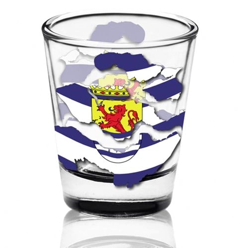 [A-023809] Borrelglas Zeeland eiland Zeeuwse vlag 5x5x6 cm