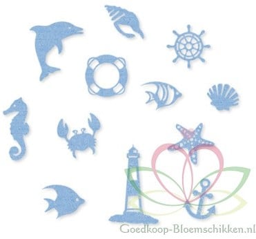 [A-010822] Vilt sortiment Maritiem Blauw pakje 12 stuks 