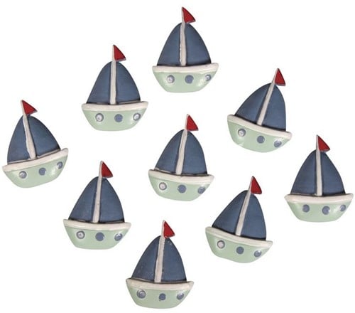 [A-012410] Bootjes Maritiem Polyresin 2,8x2,2 cm Zakje 9 stuks