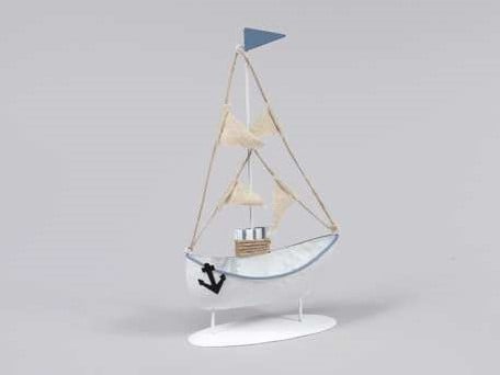 [A-013240] Zeilschip Metaal Staand Maritiem 12x23 cm