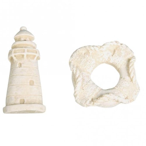 [A-013893] Maritiem Polyresin vuurtoren en rooddingsboei 
