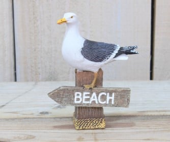 [A-015516] Maritiem Meeuw op paalhoofd BEACH groter 