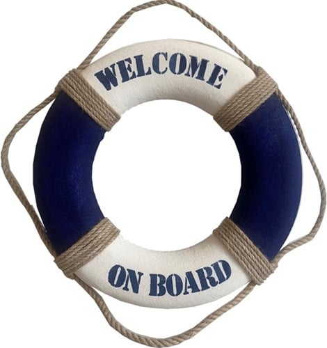 [A-024483] Reddingsboei Welcome on board Blauw/Wit 50cm 