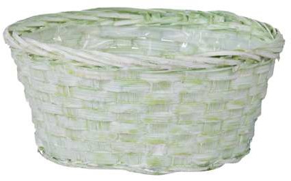 [A-025327] Rieten Mand Bamboe Basket Pastelgroen Mintgroen 20x9 cm