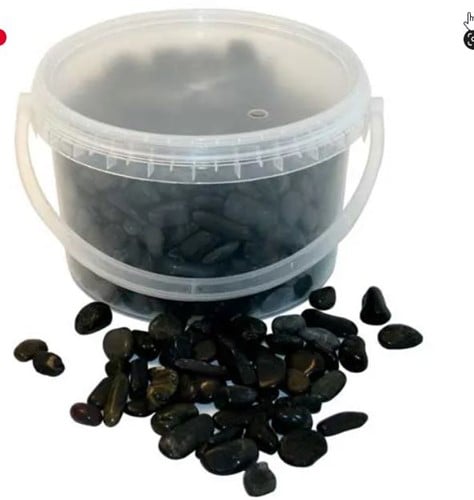 [A-022408] Natuursteentjes 3.8kg 5-8mm Black Stones Emmer zwarte steentjes