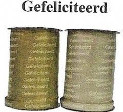 [A-006629] Krullint Cadeaulint Gefeliciteerd Goud 10 mm rol 
