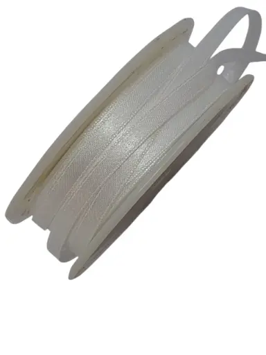 [A-007057] Satijnlint Dubbelsatijn Antennelint 801 Wit 6 mm rol 50 meter