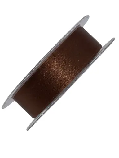 [A-010301] Dubbelsatijn lint 710 Bruin 25 mm rol 25 meter