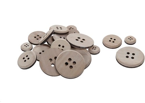 [A-010442] Houten Knopen White Wash 3-7 cm 15 stuks