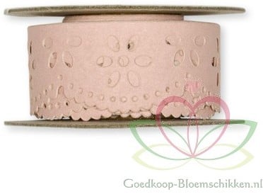 [A-010806] Papierlint Kant zelfklevend Brocant Roze 20 mm rol 3 meter