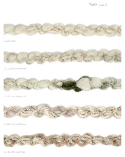 [A-014880] Wolkoord Wollkrausel zeer origineel 003 Natur 15 mm 8 meter