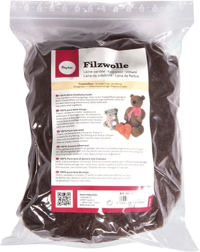 [A-015642] Zuivere scheerwol donkerbruin 50gr 