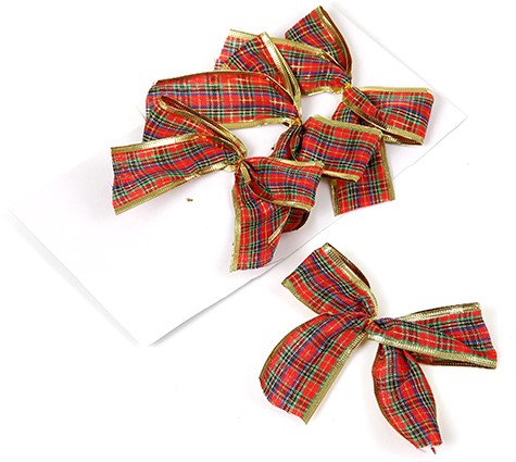 [A-016587] Strikken Tartan Rood Goud 12 cm set 4 stuks