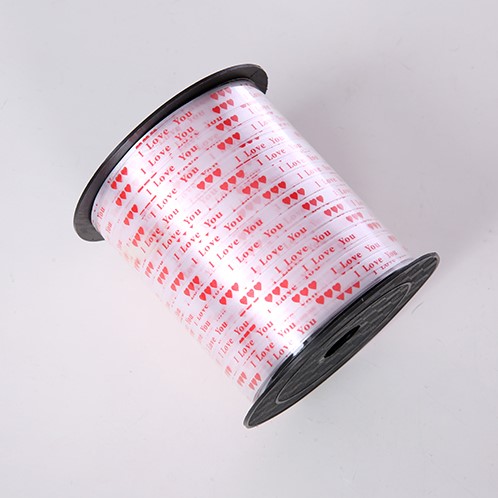 [A-017528] Krullint 5 mm rol 250yard cadeau Wit + Rood I Love You Cadeaulint