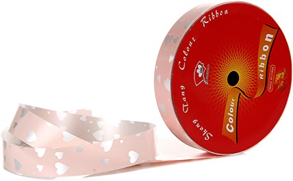 [A-017529] Krullint 18mm POLY RIBBON X 20 YARDS LIGHT PINK WITH zilver Cadeaulint