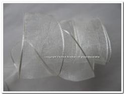 [A-018432] Lint Vivant Organza met draad 801 Wit 25 mm per rol