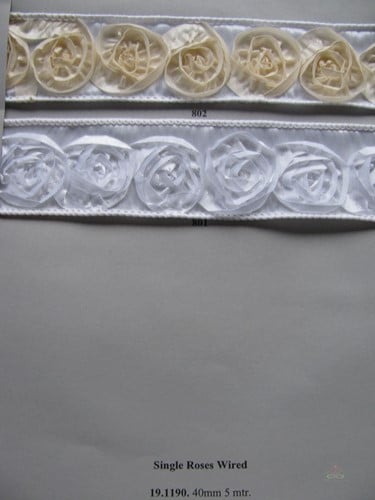 [A-018610] Lint Single Roses Wired 801 Wit 40 mm rol 5 meter 