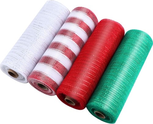[A-022870] Decomesh Metallic Wit Zilverdraad 26 cm rol 9 meter voor kransen en inpakken