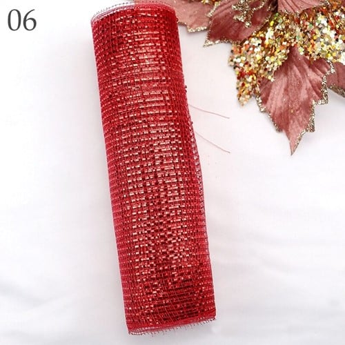 [A-022883] Decomesh Metallic 06 Rood 26 cm rol 9 meter voor kransen en inpakken