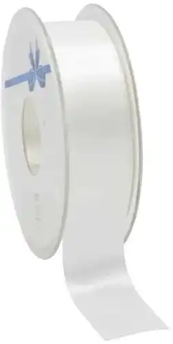[A-023283] Dubbelsatijn lint Off-White Crème 25 mm rol 25 meter