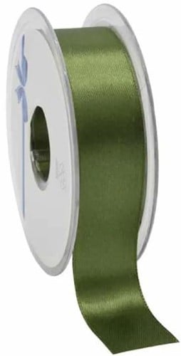 [A-023287] Dubbelsatijn lint Mosgroen 25 mm rol 25 meter