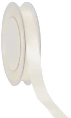 [A-023290] Dubbelsatijn lint Off White Crème 15 mm rol 25 meter