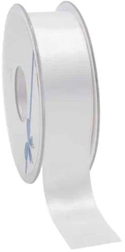 [A-023291] Dubbelsatijn lint Off-white Crème 38 mm rol 25 meter