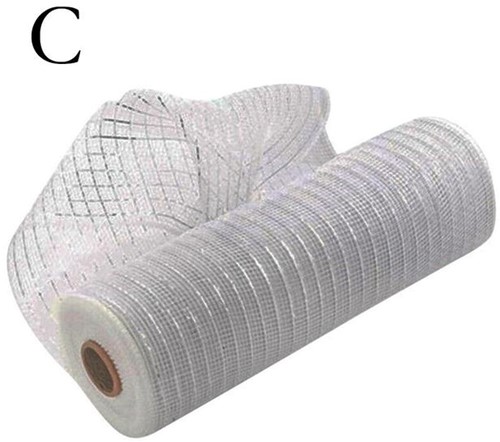 [A-023949] Decomesh Metallic Zilver 26 cm rol 9 meter voor kransen en inpakken