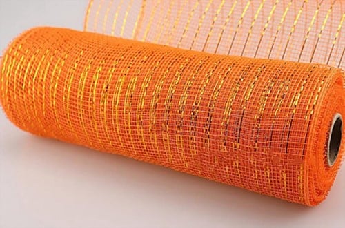 [A-024274] Decomesh Metallic Oranje 26 cm rol 9 meter voor kransen en inpakken