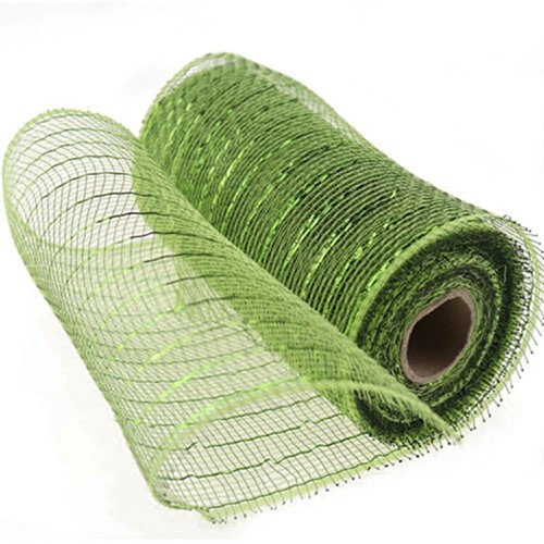 [A-024275] Decomesh Metallic Olijfgroen 26 cm rol 9 meter voor kransen en inpakken