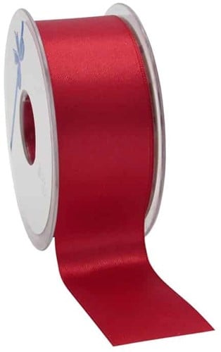 [A-024873] Dubbelsatijn lint Wijnrood 38 mm rol 25 meter
