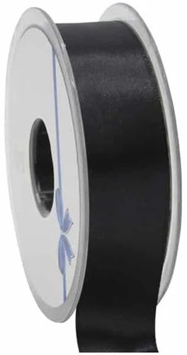 [A-024876] Dubbelsatijn lint Zwart 38 mm rol 25 meter