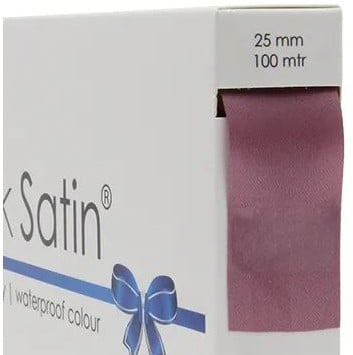 [A-024878] Satijnlint PackSatin enkelzijdig Oudroze 25 mm rol 100 meter