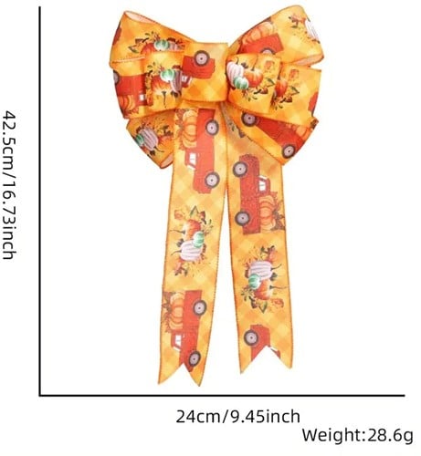 [A-024889] Halloweenlint Strik Oversized strik voor deur of krans pompoen en auto deurstrik