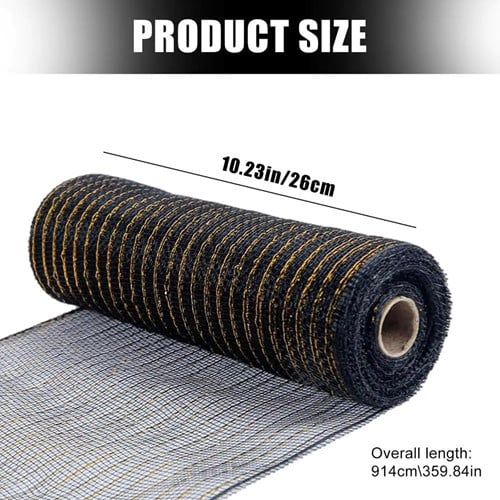 [A-025174] Decomesh Metallic Zwart Gouddraad 26 cm rol 9 meter voor kransen en inpakken